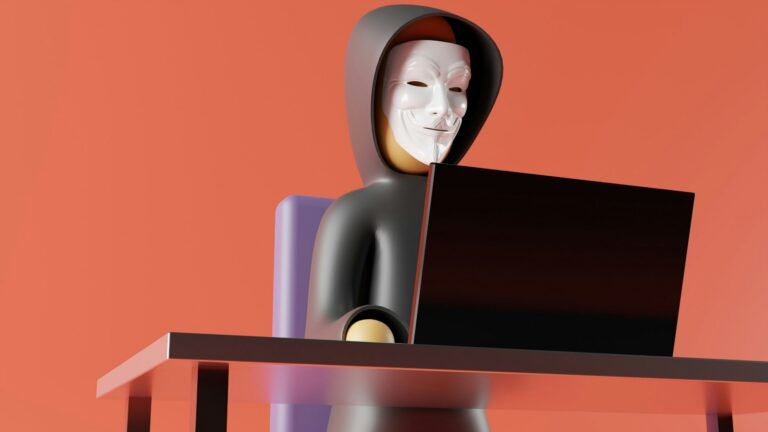 hacker typing on a laptop lego style